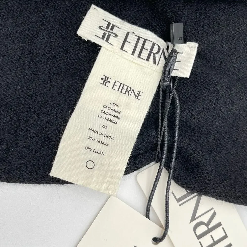 Eterne | NWT Luca Cashmere Scarf in Black 67.5in x 18.5in - Picture 7 of 8